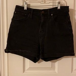 Black denim shorts
